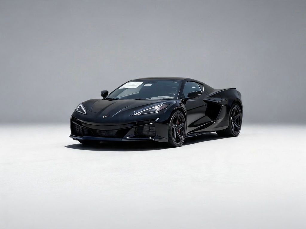 2026 Chevrolet Corvette E-Ray 1LZ in Black — front three-quarter view