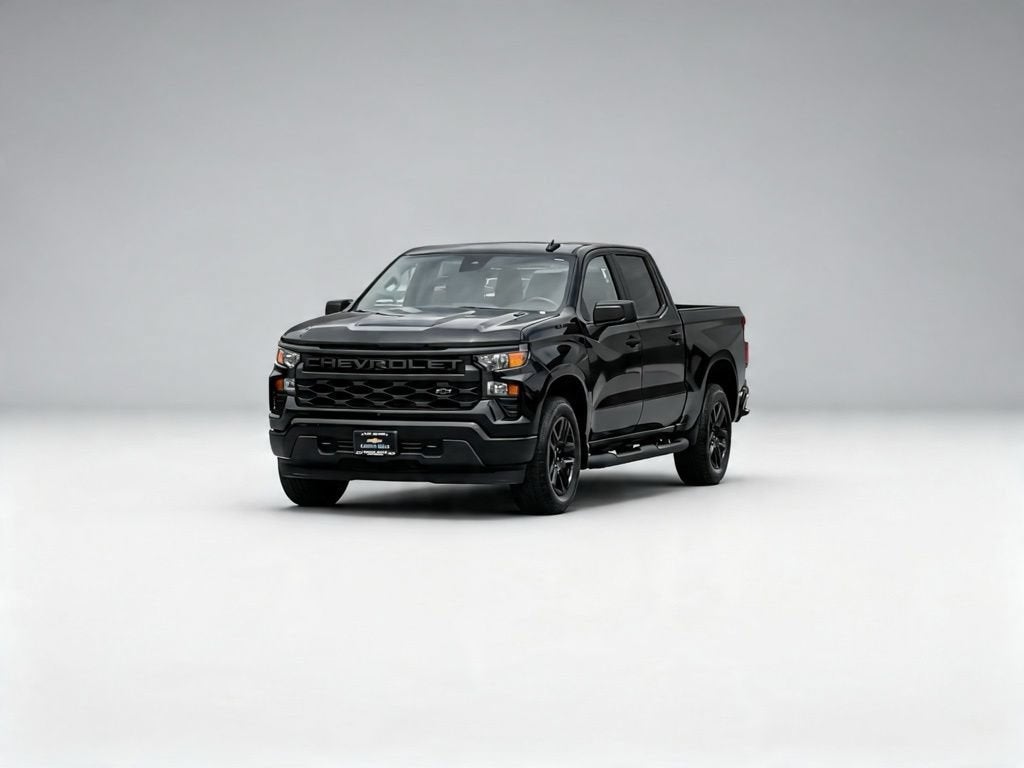 2026 Chevrolet Silverado 1500 Custom in Black — front three-quarter view
