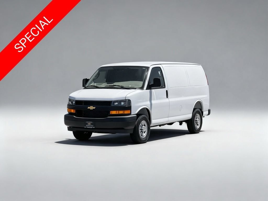 2026 Chevrolet Express Cargo WT in Summit White — front three-quarter view