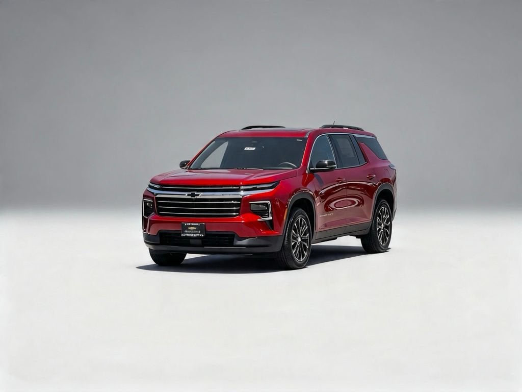 2026 Chevrolet Traverse LT in Radiant Red Tintcoat — front three-quarter view