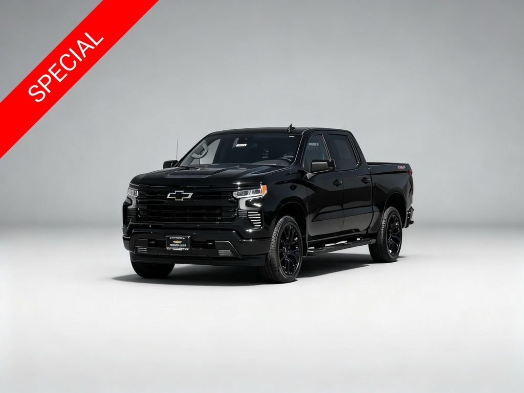 2026 Chevrolet Silverado 1500 RST in Black — front three-quarter view