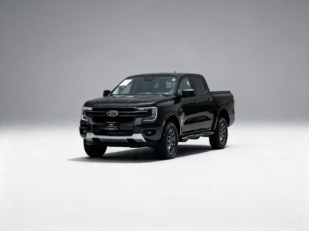 2024 Ford Ranger XLT in Shadow Black — front three-quarter view