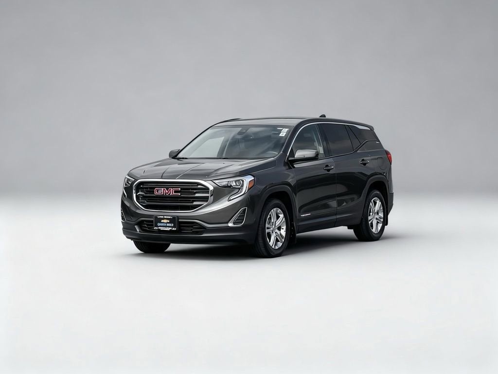 2020 GMC Terrain SLE in Smokey Quartz Metallic — front three-quarter view
